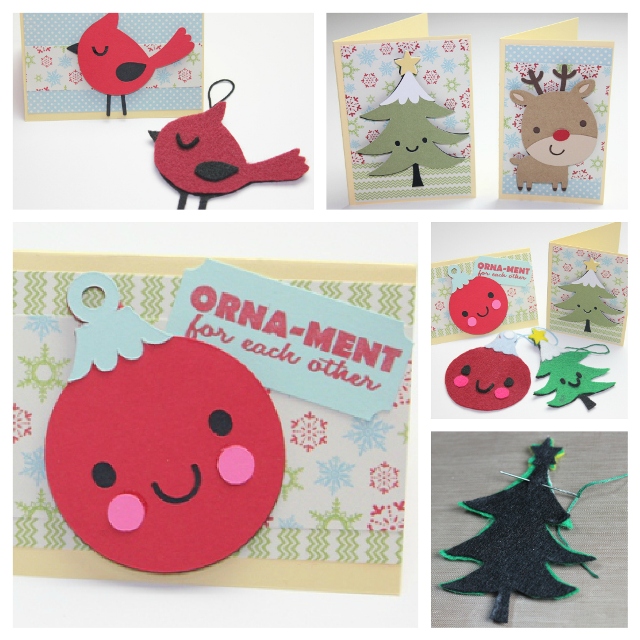 Felt Ornaments and Matching Cards using Joy's Life Stamps