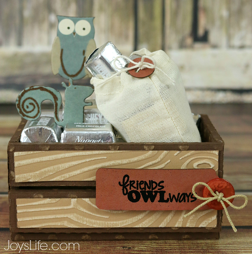 Friends Owlways Faux Wood Crate #Coredinations #JoysLifeStamps #SilhouetteCameo #LoriWhitlock