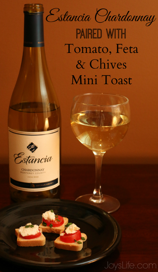 msg 4 21+ Estancia Chardonnay paired with Tomato Feta & Chives Mini Toast #ArtOfEntertaining #Ad