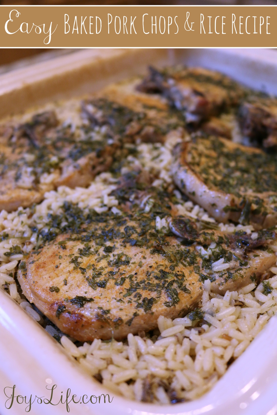 Easy Baked Pork Chops and Rice #justaddrice ad