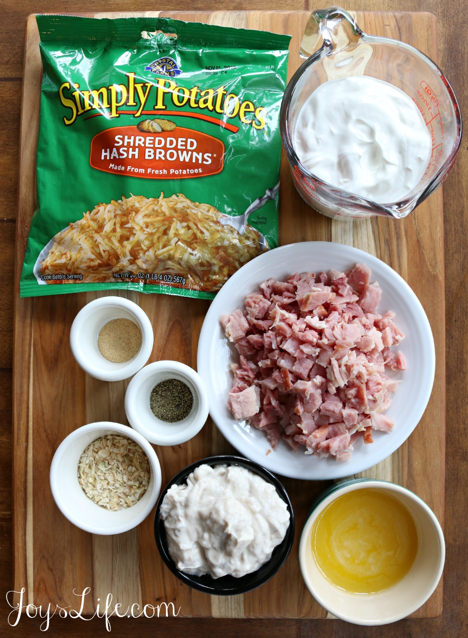 Slow Cooker Cheesy Ham Hash Brown Casserole #SimplyPotatoes 