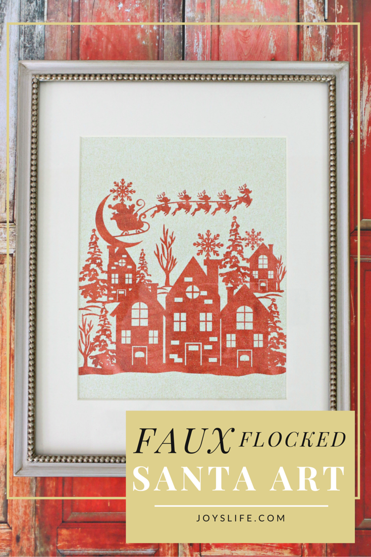 Faux Flocked Santa Art #Coredinations #Santa #WallArt #Faux #BluePrintSocial #ad #InkjetGlitter 