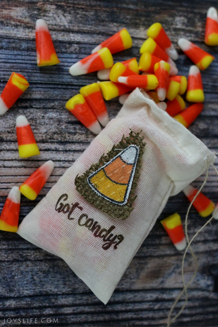 Candy Corn Stamped Fabric Bag
