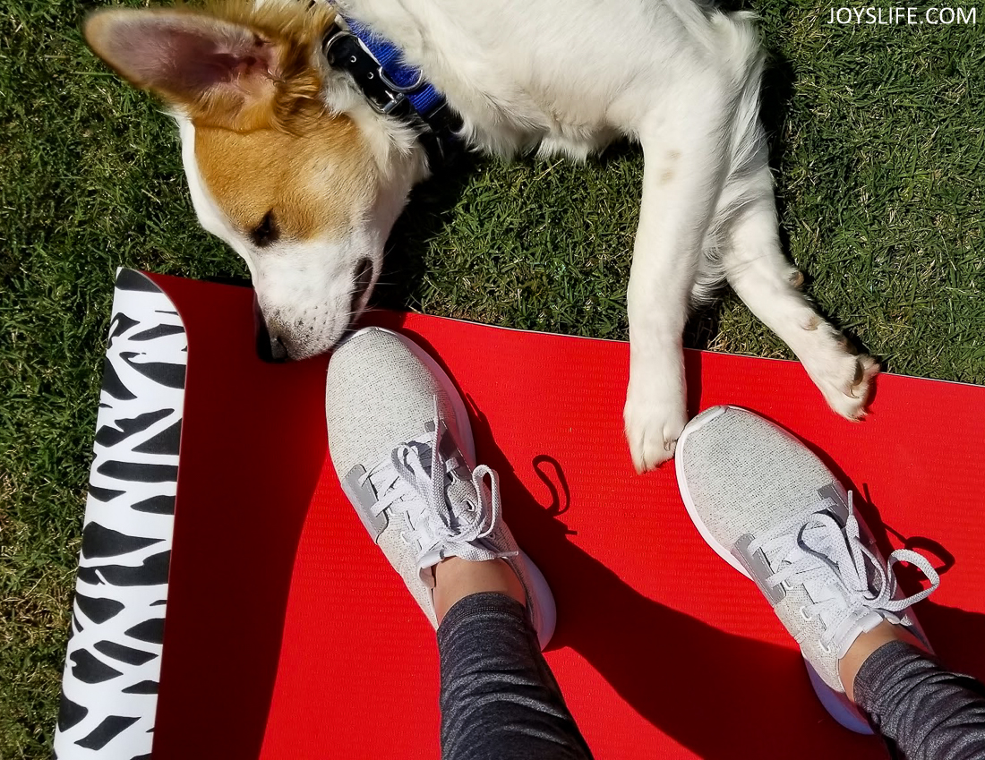 Yoga with Reebok Trilux and puppy paws