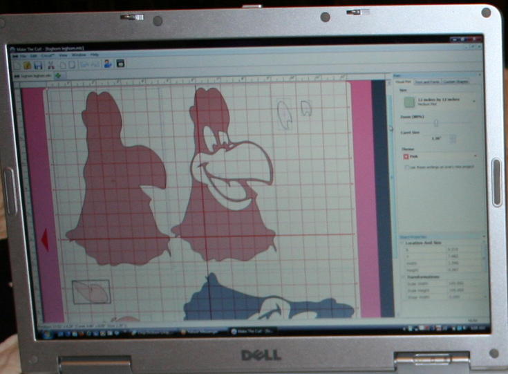 Foghorn Leghorn with “Make the Cut” Software for Cricut (How to Convert Raster Images to SVG Format)