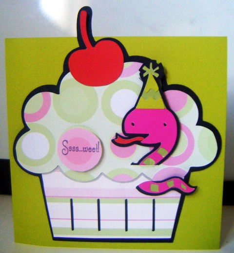 Featured Designer – Cricut Create a Critter Snake in Cupcake Card Using Lots of Pun Stamp Set