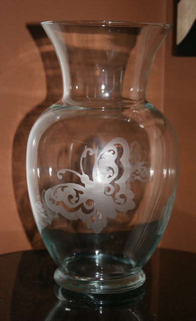 Glass Etch Butterfly Vase Using Cricut Wall Decor and More