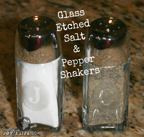Glass Etched Salt and Pepper Shakers