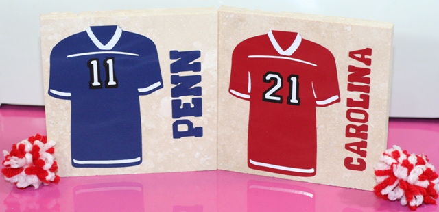 Football Jersey Travertine Tile Vinyl Drink Coasters – Football Friday