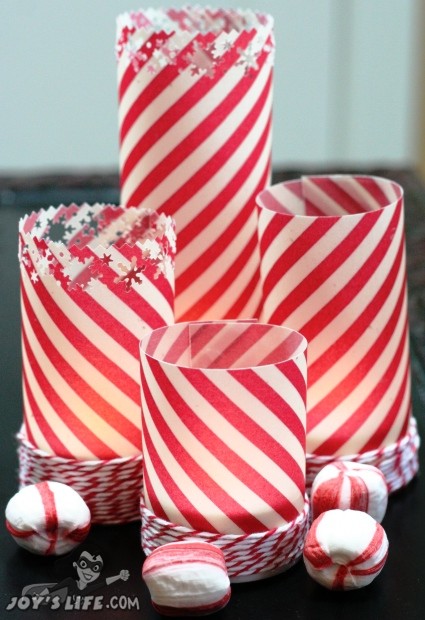 Peppermint Stick Tealight Candles with Cardstock Vellum