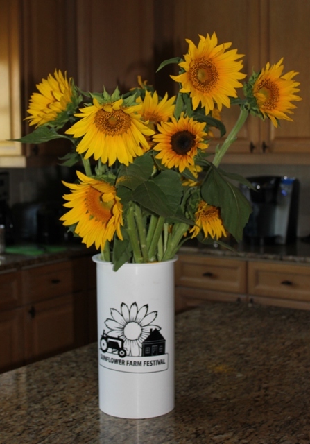 sunflowers in kitchen