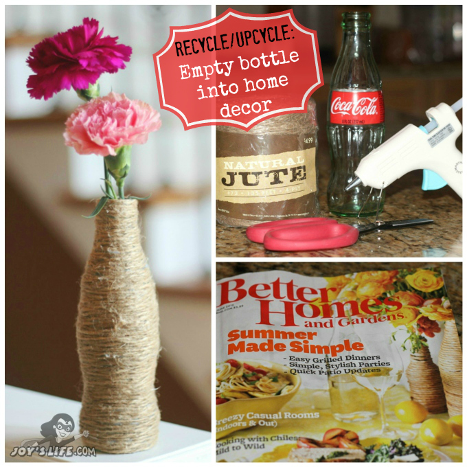 Twine Vase from Coke Bottle Better Homes and Gardens Magazine Knockoff