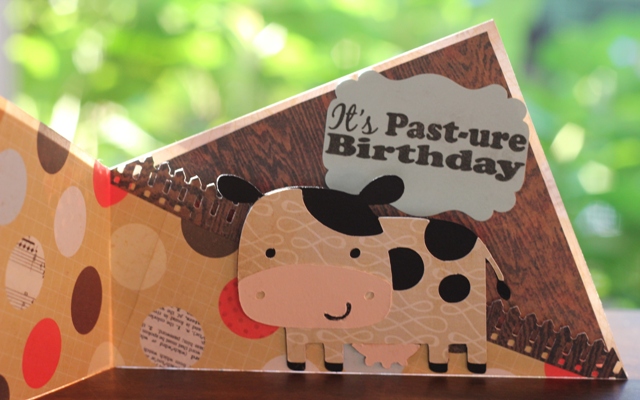 Pasture Birthday Cow Twisted Fold Greeting Card