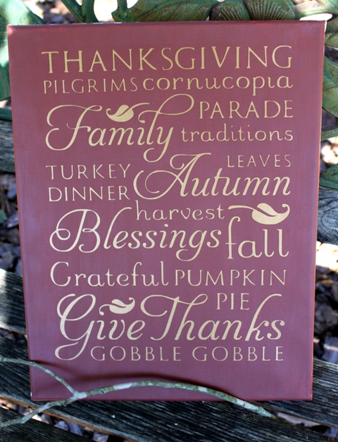 Cricut Vinyl Subway Art Thanksgiving Sign