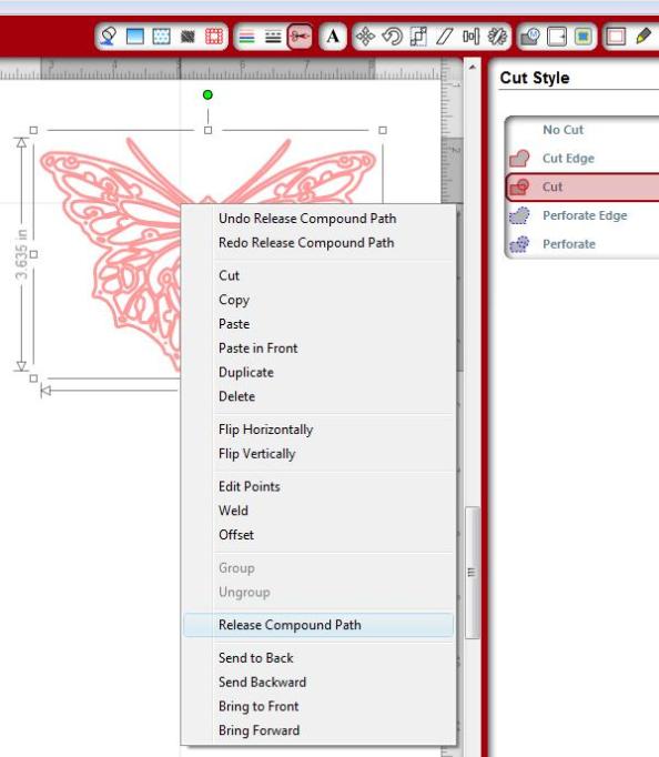 Trace butterfly release compound path