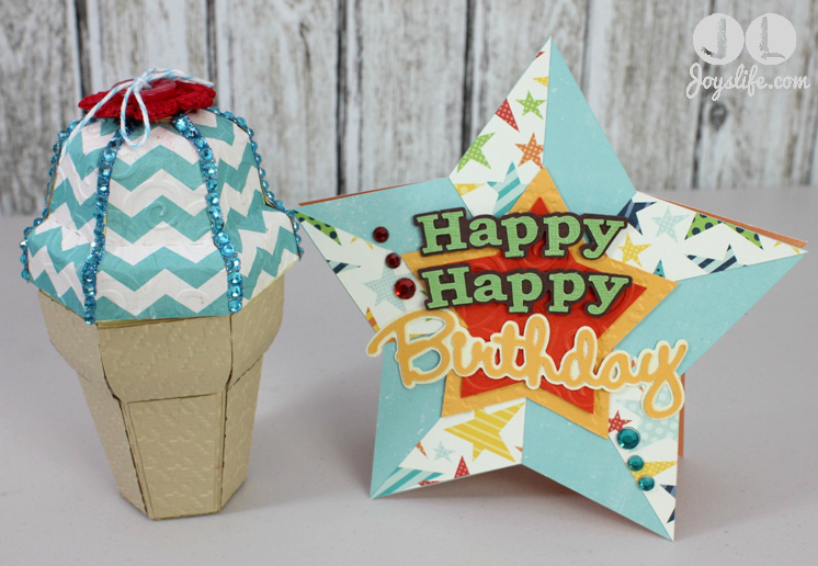 Ice Cream Cone Gift Box & Star Birthday Card