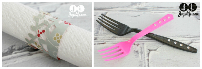 Fancy Up Dorm Room Dining with Glue Dots – Rhinestone Forks & Napkin Rings