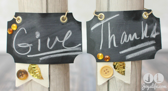 Dollar Store Thanksgiving Candles with Chalkboard Tags