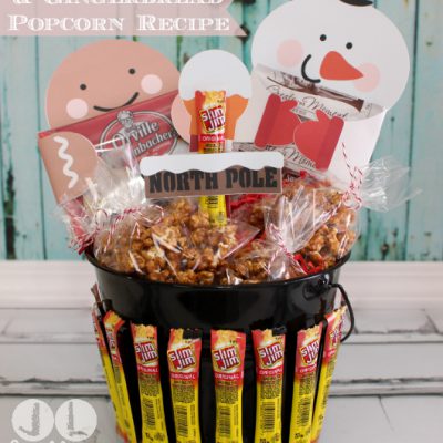 North Pole Gift Basket and Gingerbread Popcorn Recipe #EasyGifts #shop