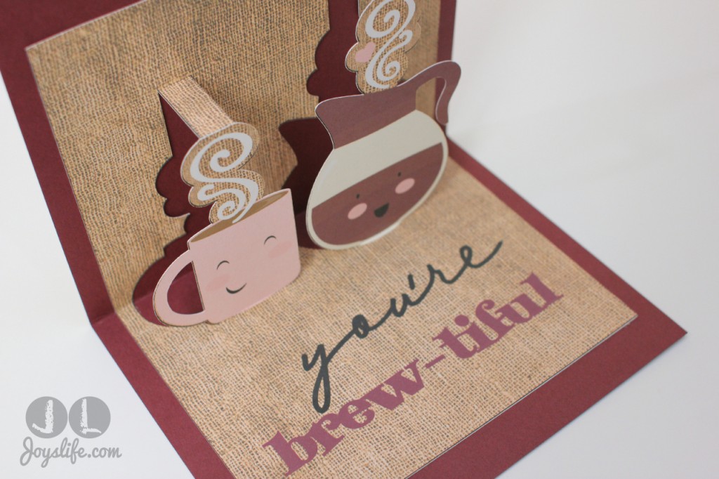 Popup Card Studio Software You're Brew-tiful 3D Card #PopupCardStudio #3D #LetteringDelights #ValentinesDay #card