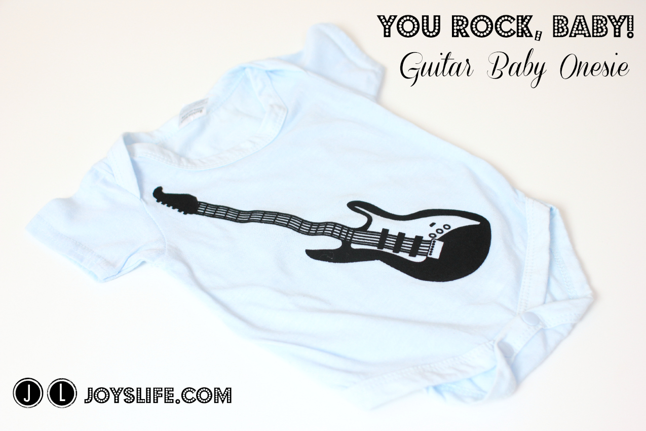 You Rock, Baby!  Iron On Guitar Baby Onesie