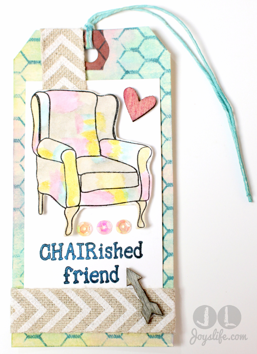 "Chair"ished Friend Mixed Media Tag with #FaberCastell #DesignMemoryCraft #MixedMedia #tag