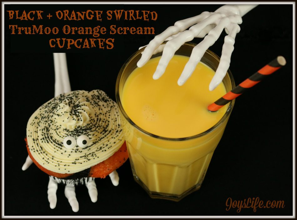 Black & Orange Swirled TruMoo Orange Scream Cupcakes