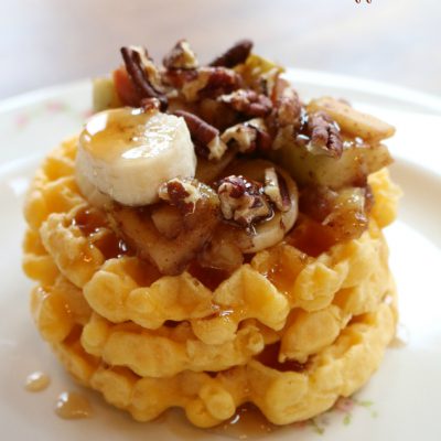 Cinnamon Apple, Roasted Pecan & Banana Frozen Breakfast Waffles #4MoreWaffles #shop