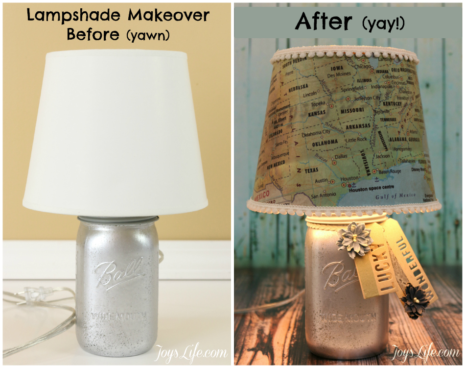 Map Paper Lamp Shade Makeover #ModPodge #DIY #lampshade