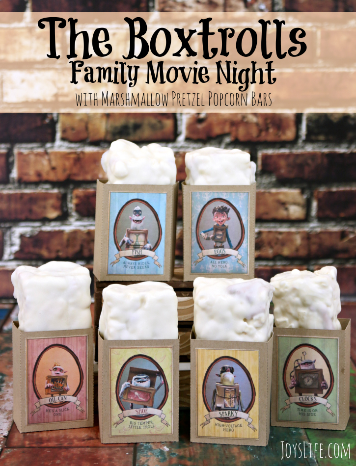 The Boxtrolls Family Movie Night & Marshmallow Pretzel Popcorn Bars Recipe