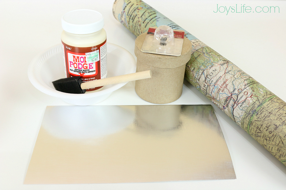 Decoupaged Paper Mache Map Box Supplies