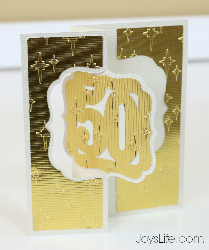 50th Wedding Anniversary Gold Embossed Card with the Silhouette Cameo and Cut N Boss #SilhouetteCameo #CutNBoss #LoriWhitlock