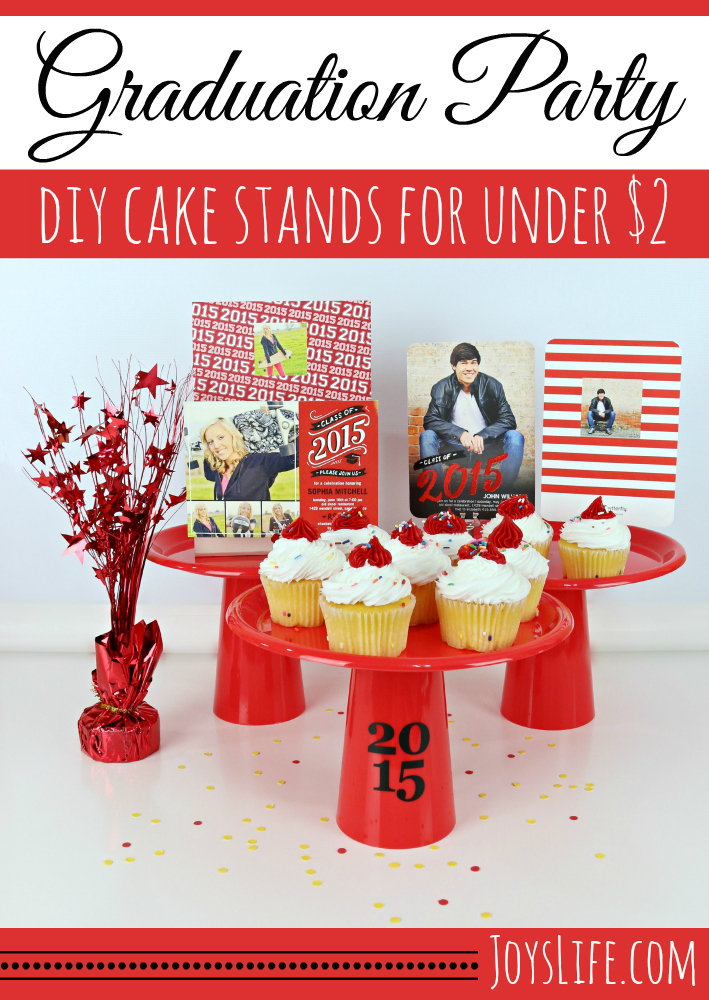 Graduation Party DIY Cake Stands for Under $2 #ShutterflyGrad #ad