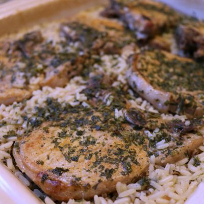 Easy Baked Pork Chops and Rice #justaddrice ad