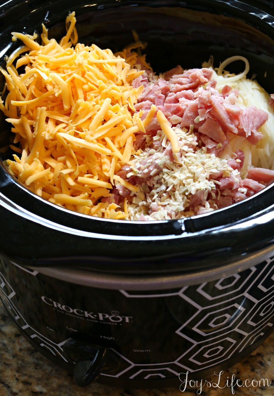 Slow Cooker Cheesy Ham Hash Brown Casserole #SimplyPotatoes