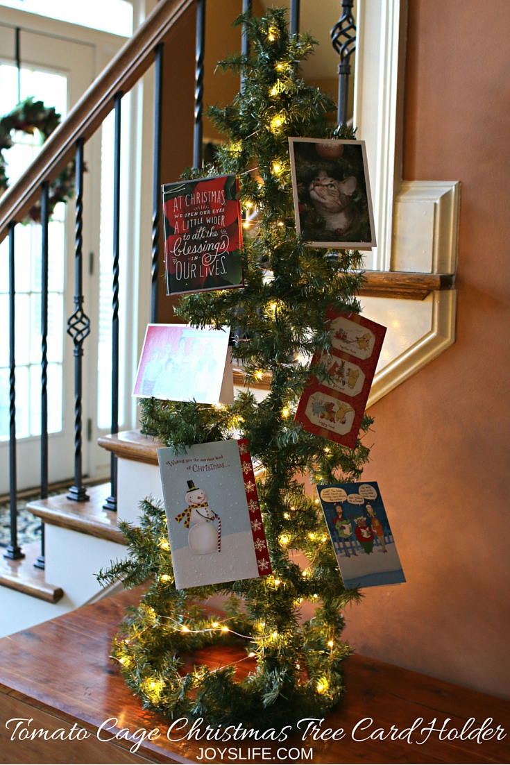 How to Make a Tomato Cage Christmas Tree Card Holder / JoysLife.com