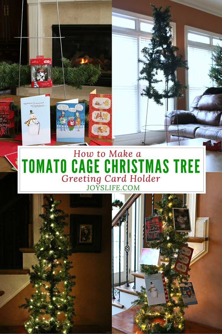 How to Make a Tomato Cage Christmas Tree Card Holder / JoysLife.com