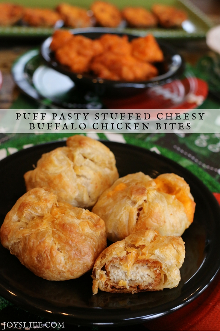 Puff Pastry Stuffed Cheesy Buffalo Chicken Bites Recipe