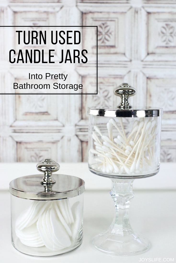 How to Turn Used Candle Jars into Pretty Bathroom Storage