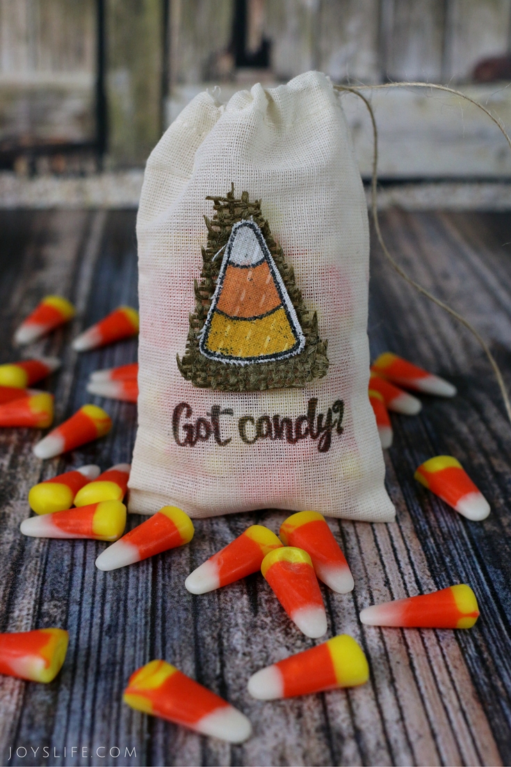 Candy Corn Stamped Fabric Bag