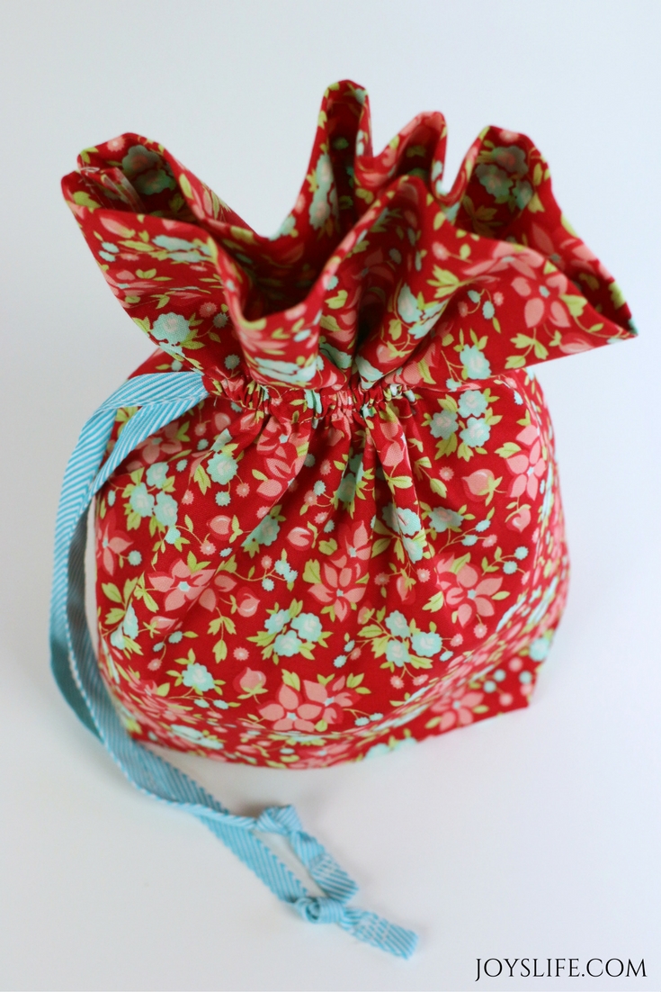 floral drawstring bag from the top