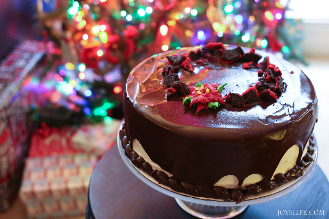 Ganache Poinsettia Cake