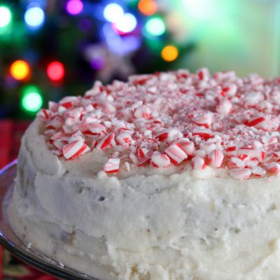 peppermint chocolate cake crushed candycane top
