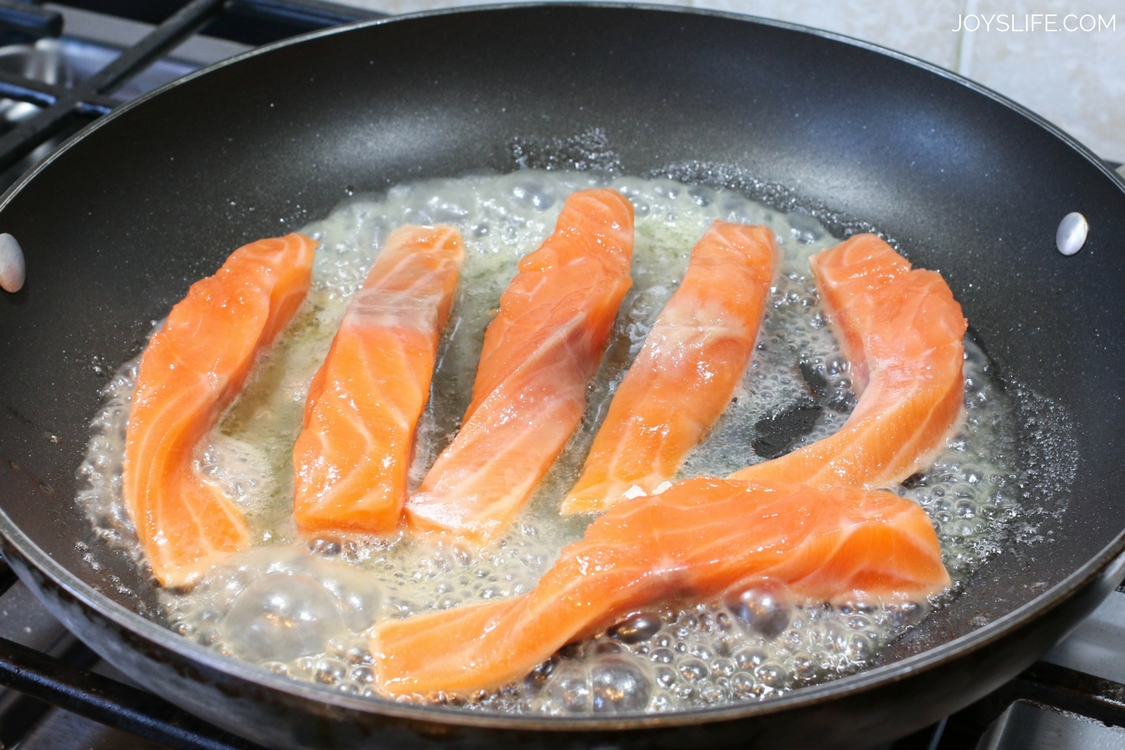 salmon strips cooking