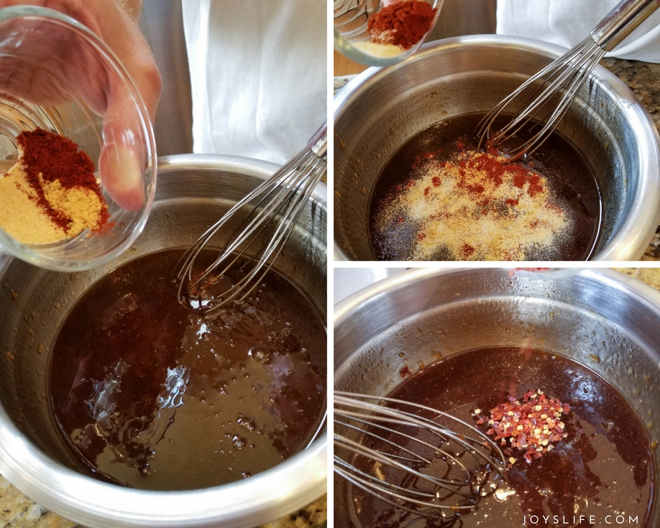 mixing apricot dipping sauce