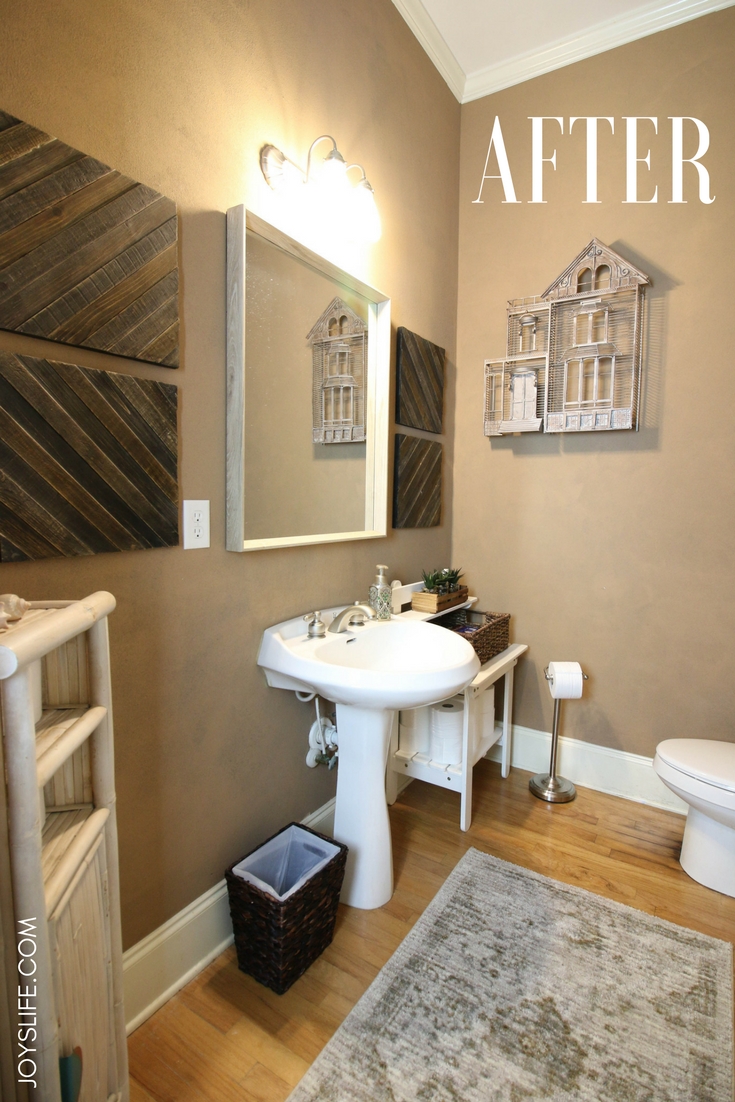 My bathroom AFTER a quick farmhouse fabulous makeover.