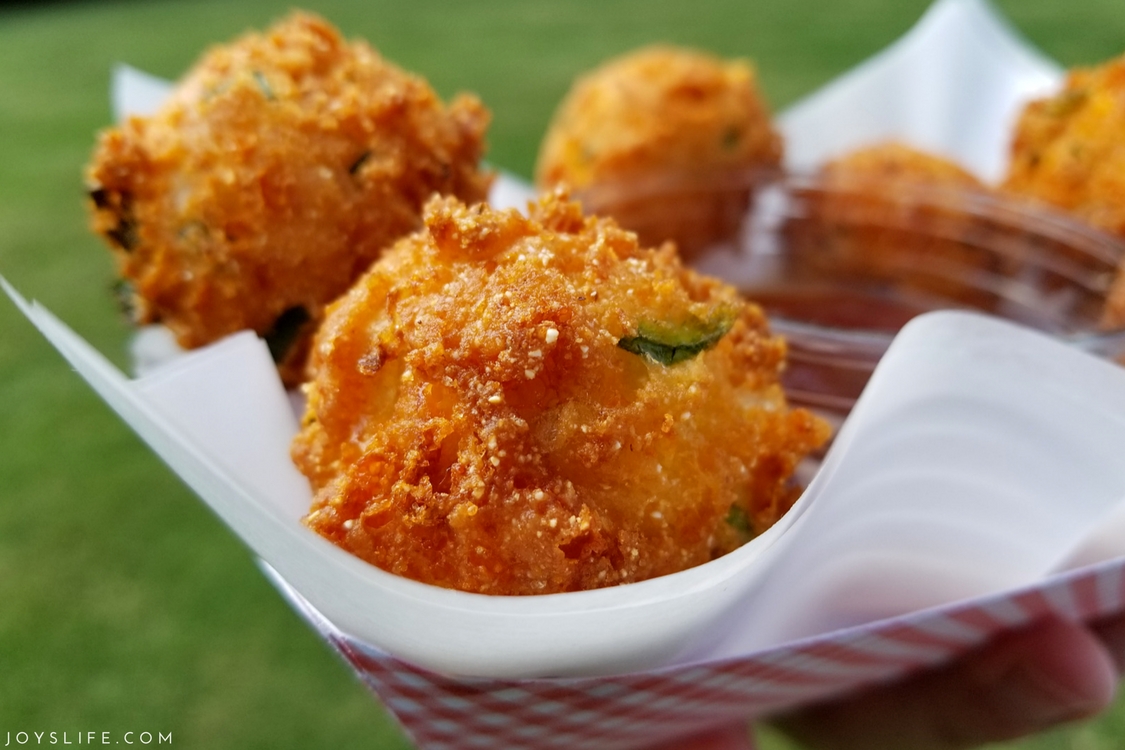 Zucchini Cheddar Hushpuppies - Two Lucky Spoons