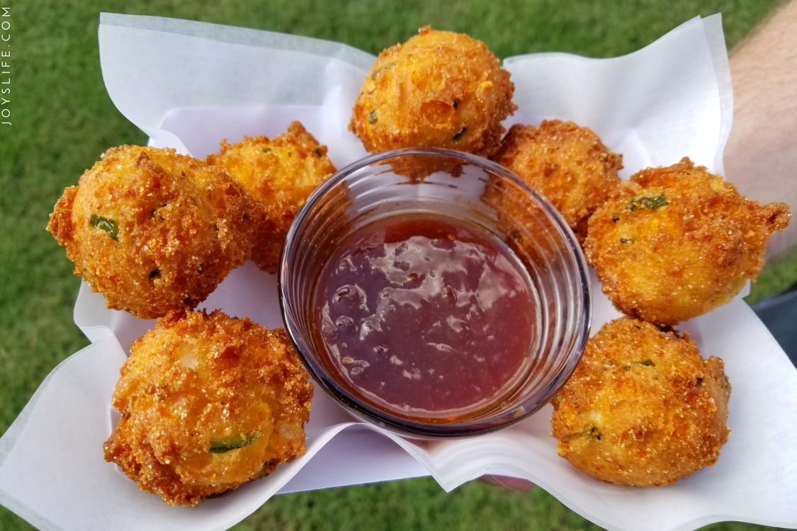 hushpuppies in red checkered food boat