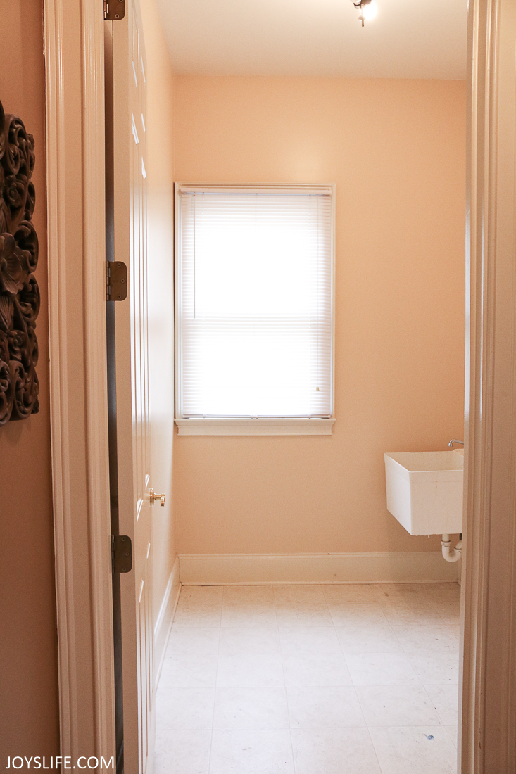 laundry room painted with old floors