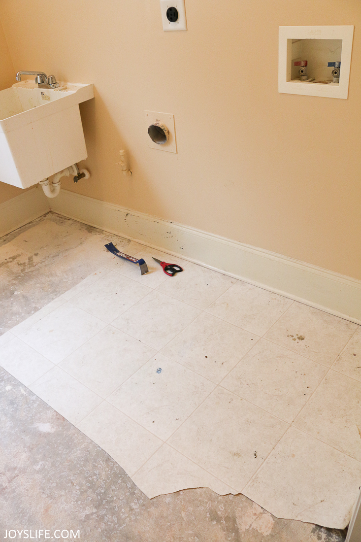 laundry room removing vinyl floors